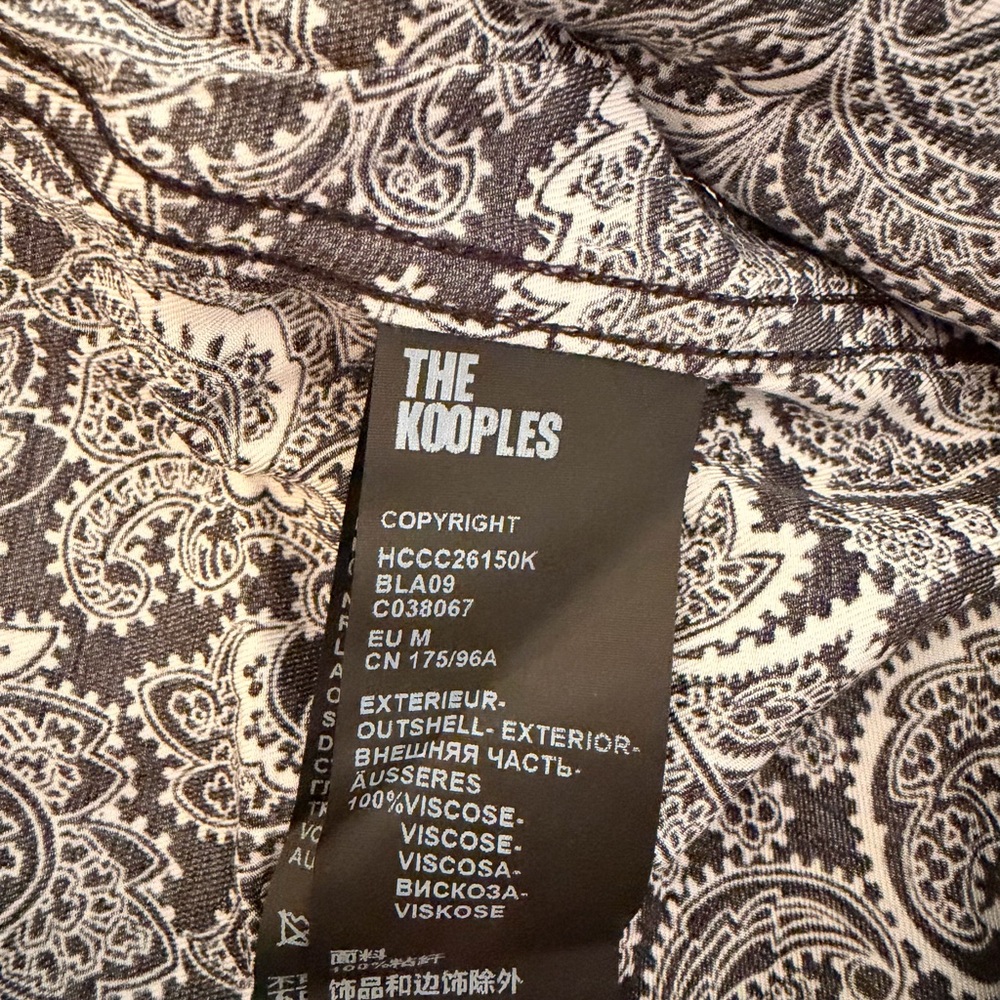 🆕The Kooples Paisley Button-Up Shirt in Viscose Black & White NWT Men’s size M - Picture 7 of 9